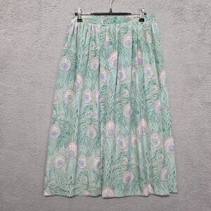 Campus Casuals Womens Vtg 80s A-line Skirt Size S Green Purple Peacock Pockets